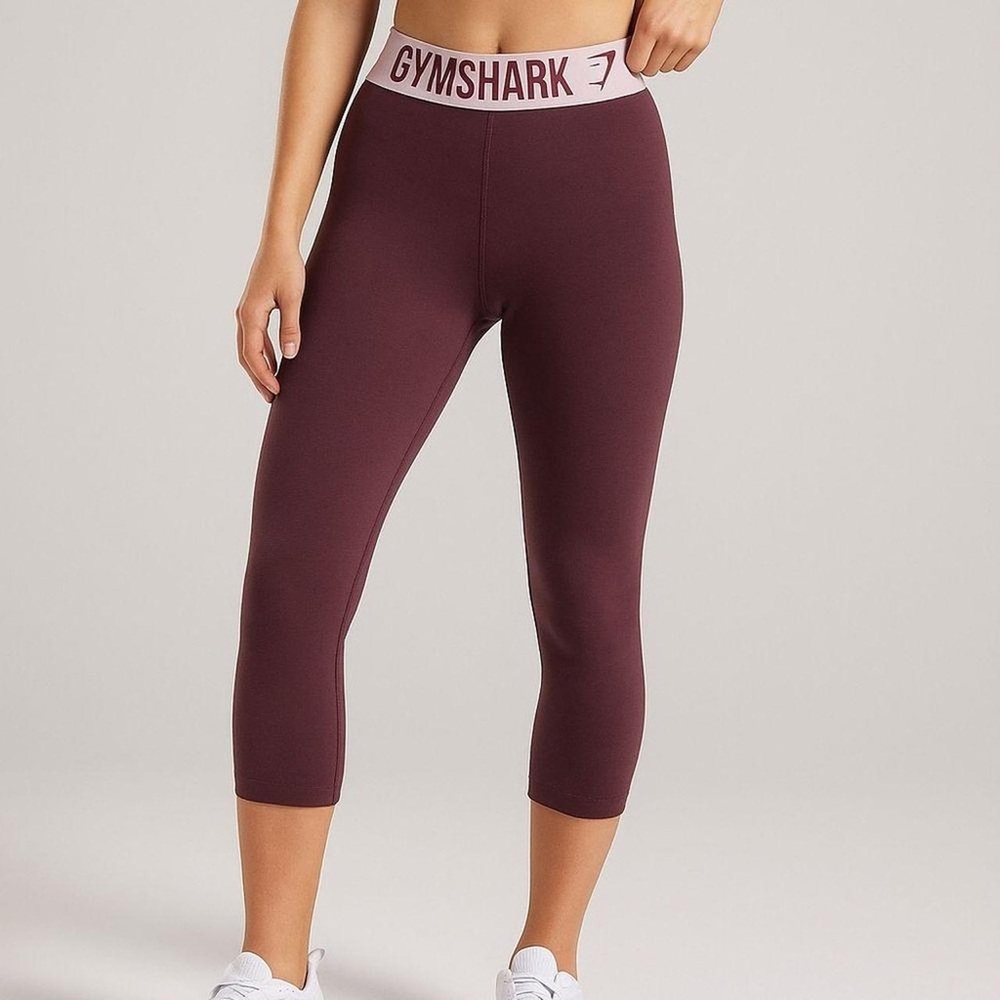 GYMSHARK Women’s Crop Seamless Athletic Gym-Rat Yoga Mauve  Performance Leggings